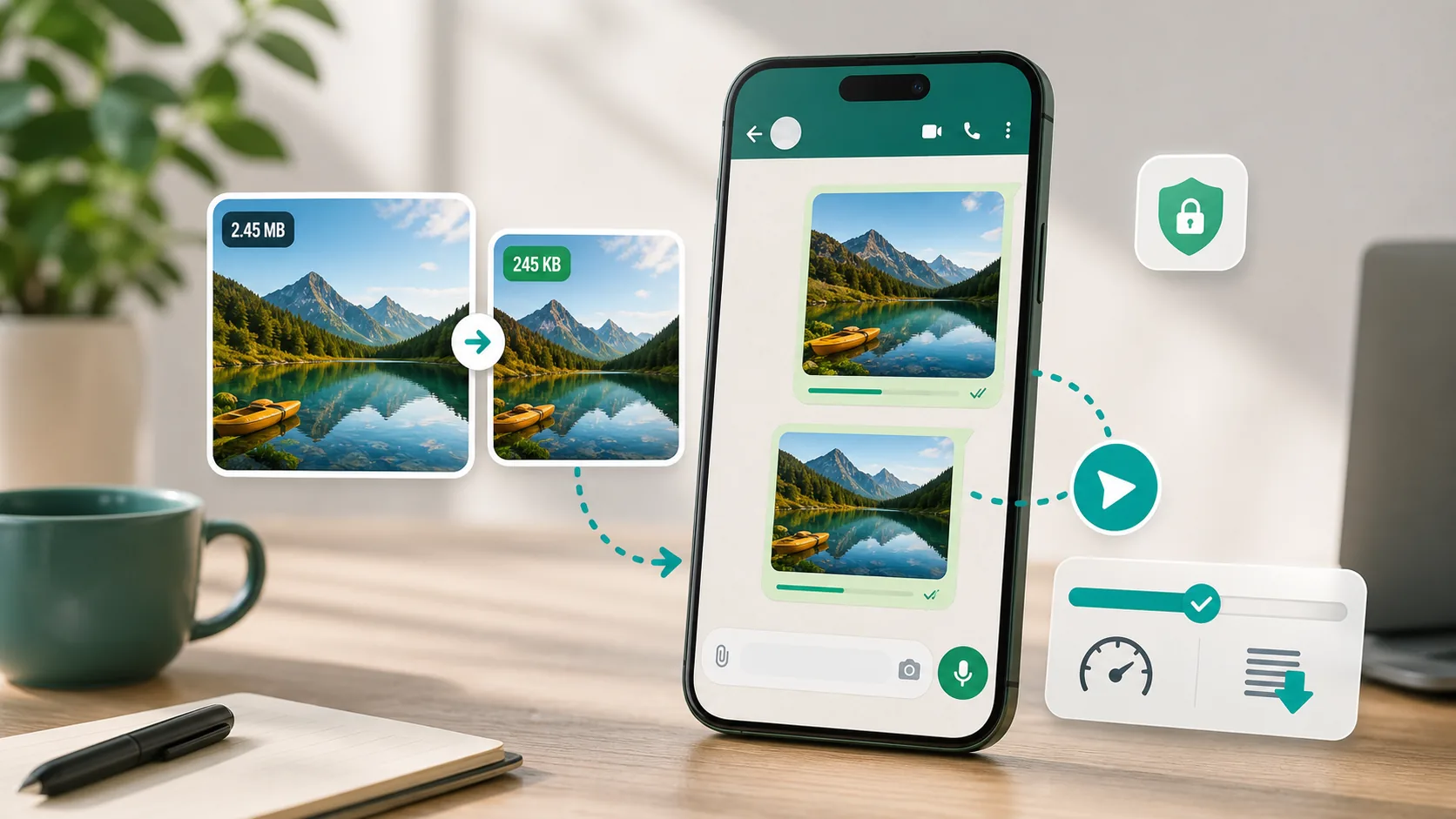 Compress image for WhatsApp without making it blurry. visual guide